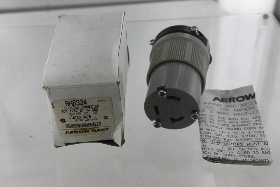ARROW HART AH6334 RECEPTACLE CONNECTOR BODY 30AMP 2POLE 3WIRE 125V NEW - Image 1 of 1