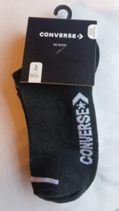 CONVERSE Kids No Show Socks Size 10C-3Y Black 3 Pairs New - Picture 1 of 3