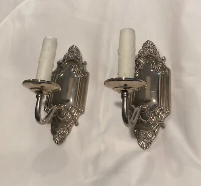 Apliques de pared de iluminación del siglo XX (par) en níquel pulido - Regence (1017) Foto 1 de 3