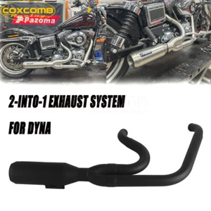 2-into-1 Exhaust System Muffler For Harley '06-17 Dyna Fat Bob FXDF Wide Glide - Picture 1 of 9