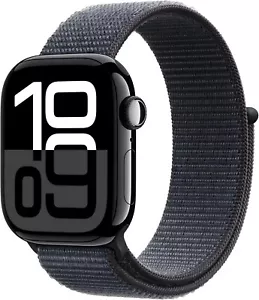 Apple Watch Series 10 46mm GPS Jet Black w/ Ink Sport Loop MWWR3LW/A - Picture 1 of 2