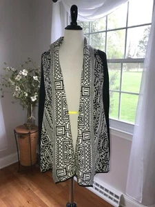 Anthropologie Field Flower Black Motif Open Front Cardigan, Size S, NWT $128 - Picture 1 of 12