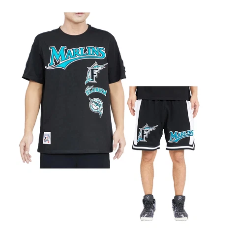 Pro Standard Mens MLB Florida Marlins Retro Sj Striped Matching Shirt Or Shorts Cover