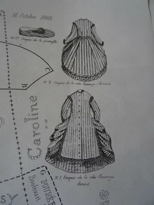 No. 47 OLD PATTERN THE DOLL MODEL 45 CM CAMARGO DRESS OCTOBER 1868 - Image 1 of 2