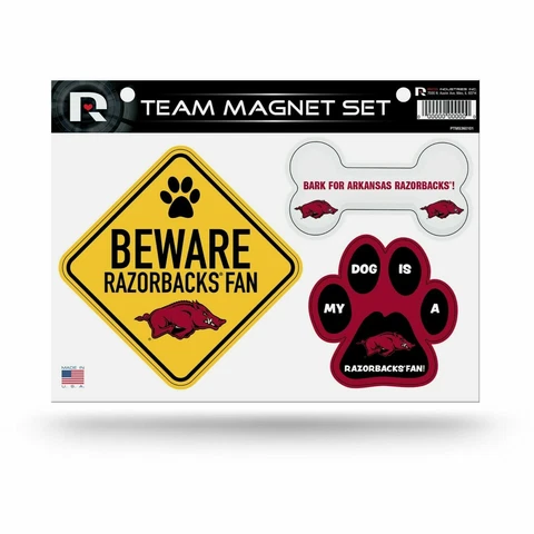 NEW! ARKANSAS RAZORBACKS PET DOG MAGNET SHEET SET BEWARE FAN LICENSED Cover