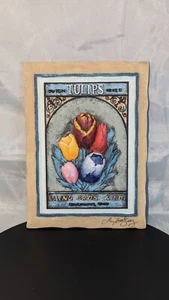 Wall Hanging Tile Plaque Resin Tulips Dutch Mixed Signed By Mary Beth Zeitz - Picture 1 of 9