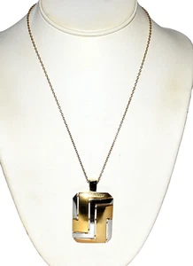 Colgante Geométrico Trifari Corona Vintage con Collar Tono Oro Cadena 18" - Imagen 1 de 4