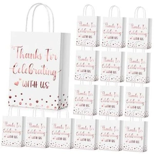  50 Pcs Wedding Gift Bag Thanks for Celebrating with Us Paper White, Rose Gold - Picture 1 of 8
