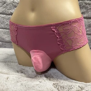 30-38 L DAISYFuentes Pink Lace Hipster Trans Women Men Sexy Pouch Panties Sissy - Picture 1 of 6