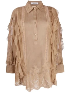 Valentino Ruffle-Trim Silk Blouse - Picture 1 of 6