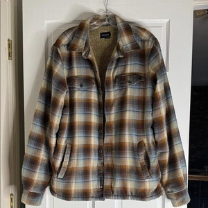 Marmot Men's Checkered Shirt Jacket - Blue and Brown. Medium - Picture 1 of 6