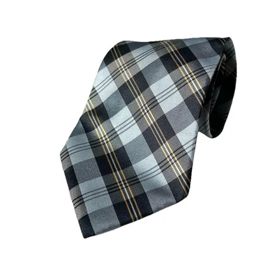 Roundtree & Yorke Blue Plaid Silk Neck Tie 60” X 4” - Image 1 of 4