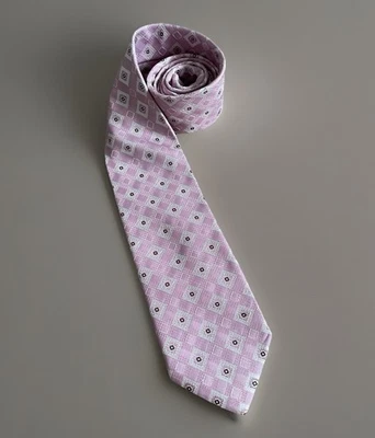 Corbata Samuelsohn Rosa Blanco Patrón Diamante Italiana 100% Seda JBHS Foto 1 de 4