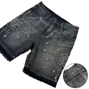 Gothic Strass Pailletten verziert Herren Freizeit Sommer High Waist Shorts - Bild 1 von 11
