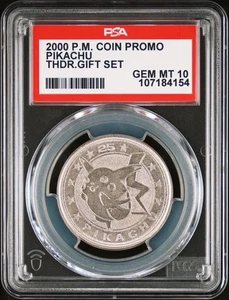 PSA 10 GEM MINT Pikachu Metal Coin Pokemon 2000 Thunderstorm Gift Set Promo - Picture 1 of 2