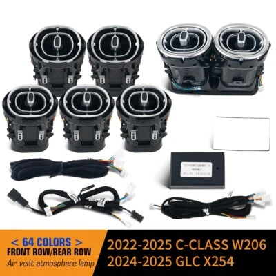64 Colors Air Vent LED Ambient Light For Mercedes Benz C-Class W206 GLC X254 - Изображение 1 из 4
