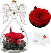 Yamonic Ewige Rose Mit Engel Figur Geschenk Für Frauen,Geschenke Für Mama,Oma Ge