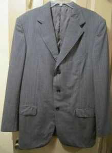 SZ 40R ERMENEGILDO ZEGNA 3 BUTTON GRAY W/ PURPLE STRIPE SUIT JACKET BLAZER, EUC - Picture 1 of 11