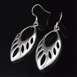 Fashion Jewelry 925 Sterling Silver Plated Hollow leaves Earrings Gift E069 - Picture 1 of 5