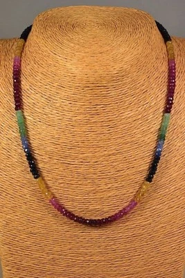 RUBIN SAPHIR SMARAGD KETTE COLLIER 89,00ct.! Classic Heilstein Schmuck Edelstein - Bild 1 von 4