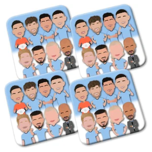 City 2024-25 4er Pack Vector Heroes Untersetzer Manchester Man Pep Haaland Geschenk - Bild 1 von 1