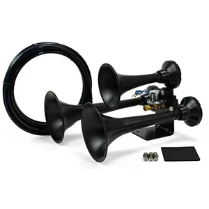 HornBlasters Outlaw Loud Train Air Horn Set for Semi or Large Truck - Black - Foto 1 di 5