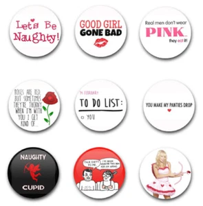 25 MM 1 ZOLL KNOPFABZEICHEN VALENTINSTAG ERWACHSENE X9 - Bild 1 von 1