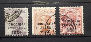 1924 REGNO FRANCOBOLLI CROCIERA ITALIANA 10 , 30 E 50 CENTESIMI USATI - Foto 1 di 1