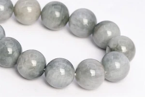 Cuentas sueltas redondas de crisoberilo gris claro natural genuino de 14 mm 7" - Imagen 1 de 3