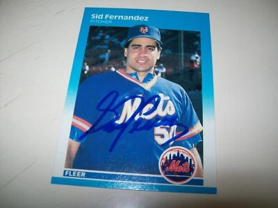 1987 FLEER SID FERNANDEZ AUTOGRAPH SIGNED AUTO #8 NEW YORK METS - Image 1 of 2