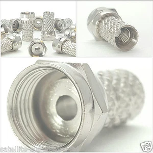 10 x Twin F Plug Connector Satellite TV Coax Cable for Sky HD/ Freesat/ Virgin - Picture 1 of 7