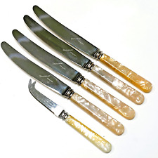 GROSVENOR Vintage - Set x4 Faux Pearl Handled KNIVES 23cm (& Bonus Cheese Knife)
