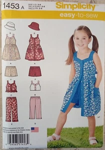 Simplicity 1453 Sun Dress Top Pant Short Sewing Pattern UNCUT Girls' 3 4 5 6 7 8 - Picture 1 of 7