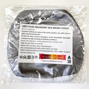 FAST N FREE 100% Mulberry Silk Not Satin Face Mask Reusable Washable Unisex Grey - Picture 1 of 16