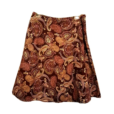 FALDA de cachemira púrpura borgoña St. John's Bay talla 8 algodón cepillado hasta la rodilla  Foto 1 de 3