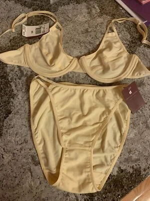 Nuevo con etiquetas Sujetador Donna L'Oren Algodón Elástico 36C Sin Forro y Bragas Bikini Corte Alto L Raro Foto 1 de 4