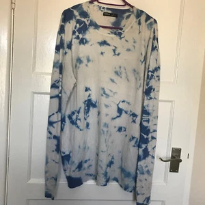 Shein Cream White Thin Jumper UK Size L 16 Long Sleeve Round Neck Abstract Cloud - Picture 1 of 11