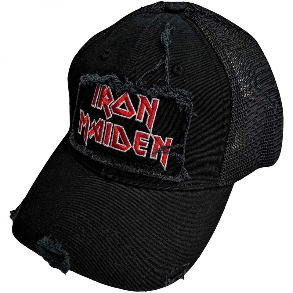 Sombrero negro con logotipo de Iron Maiden desgastado ajustable a presión Foto 1 de 1