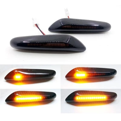 2X Smoke Lens Dynamic LED Side Marker Lights (L & R) For X3 E60 E46 E90 - Image 1 of 4