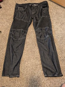 True Religion Jeans Moto Slim Size 42 x 32 Dark Wash Contrast Stitch Textured - Picture 1 of 5