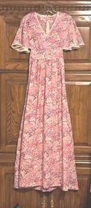 Maxi abito donna S vintage lungo hippie prateria nonna Ditsy tessuto fatto in casa - Foto 1 di 4