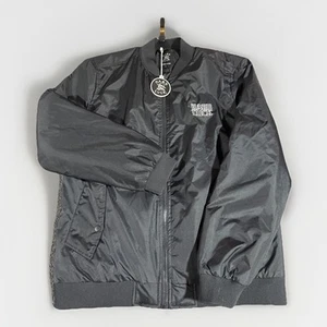 Hard Luck -Mfg Coach Logo OG Nylon Jacket Black zip front Bomber Skateboard Sz L - Picture 1 of 8