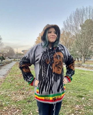 Handmade Alpaca Wool Jacket, Bob Marley, Gray, Handcrafted By Indigenous Hands - Image 1 of 4