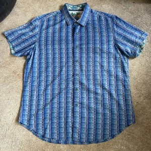 Robert Graham Blue Knowledge Wisdom Truth Button Short Sleeve Shirt Men’s XL - Picture 1 of 6