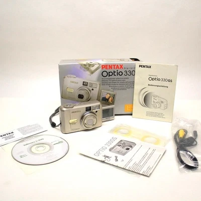 Pentax Optio 330GS 3,2 MP Silber – OVP,  – 3× Zoom, Flip-Screen, Point and shoot - Bild 1 von 4