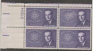 US USA Sc# 1200 MNH FVF PLATE # BLOCK Atomic Energy Act Brian McMahon AEC - Picture 1 of 1
