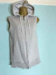 womens Adidas Neo Xs Small Grey Sleeveless Full Zip Hoodie Gym Sports Top jumper - Picture 1 of 8