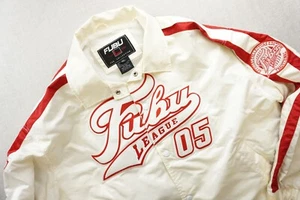 Vintage Fubu Athletic Satin Jacket Size 2XL White Embroidered - Picture 1 of 16