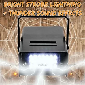 Halloween Strobe Light Party Prop Decor Thunder & Lightning Sounds + Flashes UK - Picture 1 of 15