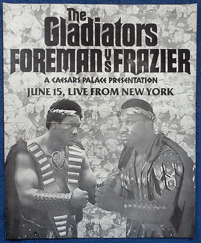 1976 GEORGE FOREMAN v JOE FRAZIER II c.c boxing poster signed by Foreman Ali era Cover